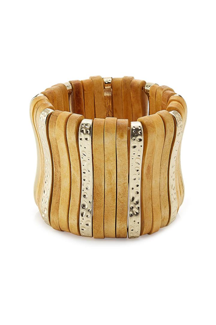 Kenneth Jay Lane Kenneth Jay Lane Wood-brass Statement Bangle - Multicolored