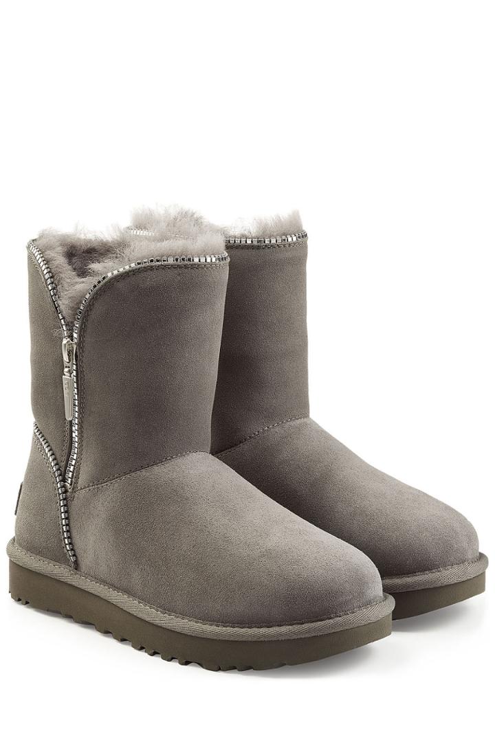 Ugg Australia Ugg Australia Classic Suede Mid Boots With Zip Trim