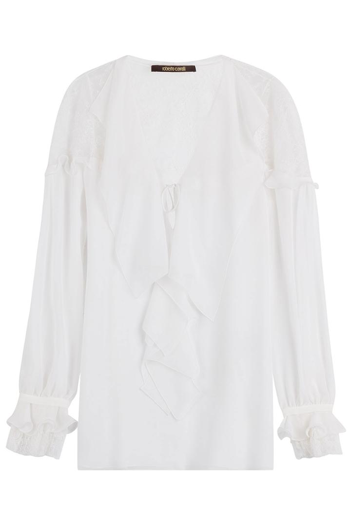 Roberto Cavalli Roberto Cavalli Silk Blouse With Ruffles - White