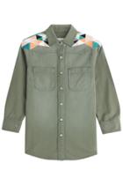 Sandrine Rose Sandrine Rose Cotton Button-down With Embroidered Yoke - Green