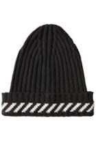 Off-white Off-white Ribbed Hat With Cashmere - Black