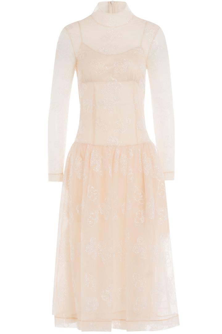 Simone Rocha Simone Rocha Embroidered Mesh Dress - Beige