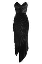 Preen Preen Draped Velvet Bandeau Dress With Silk