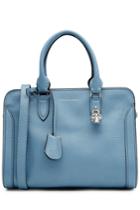 Alexander Mcqueen Alexander Mcqueen Grainy Calf Leather Small Padlock Zip Around Shoulder Bag - Blue
