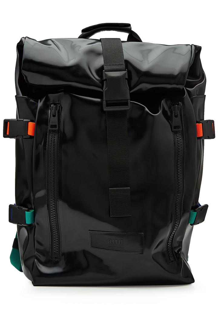 Ami Ami Patent Backpack With Multicolored Straps