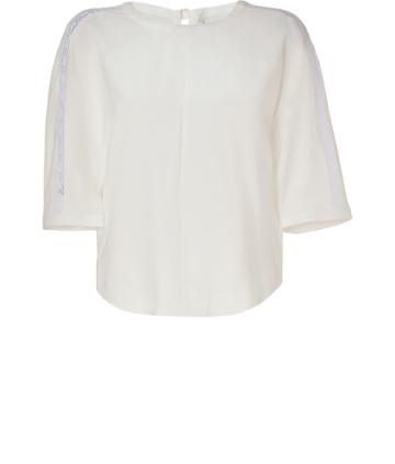 Sonia By Sonia Rykiel Ivory Top With Lace Sleeve Insert