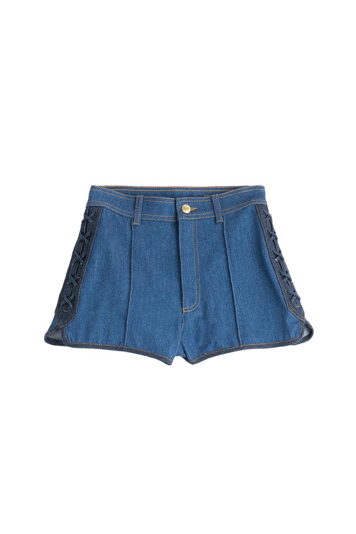 Alexander Mcqueen Alexander Mcqueen High-waisted Denim Shorts - Blue