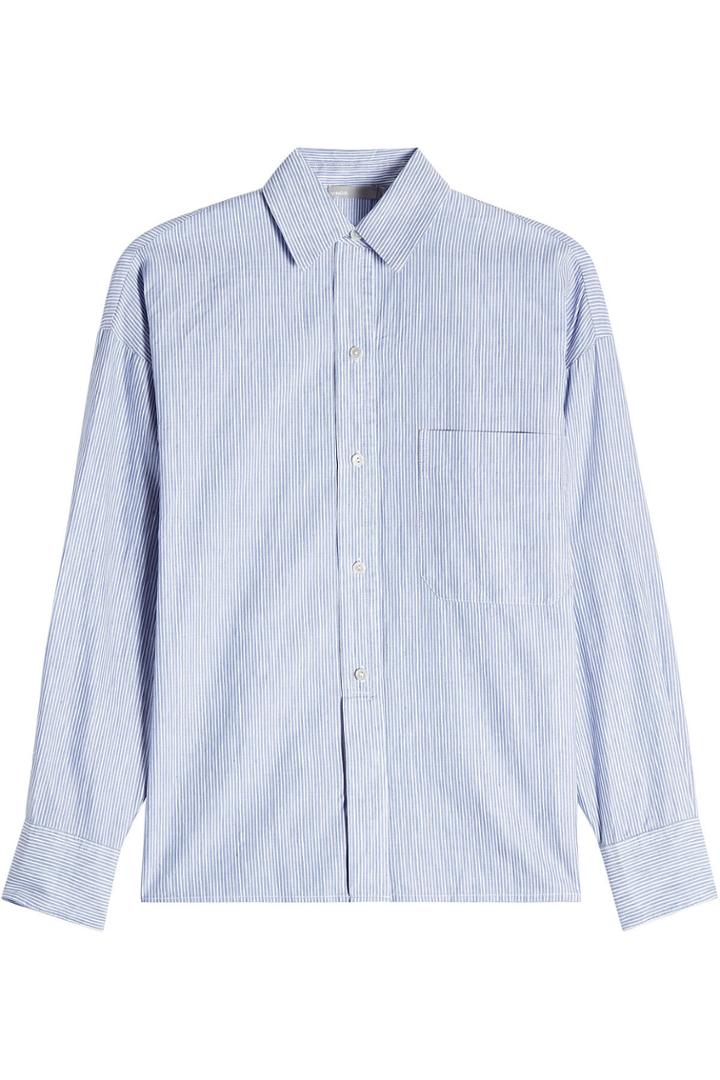 Vince Vince Striped Linen Shirt With Cotton