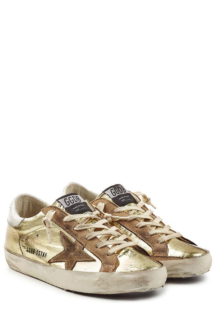 Golden Goose Golden Goose Super Star Metallic Leather Sneakers - Gold