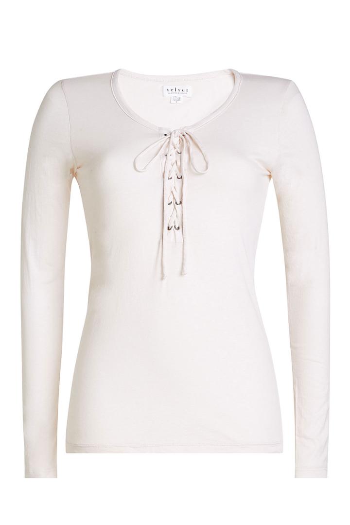 Velvet Velvet Cotton Top With Lace-up Front - Beige
