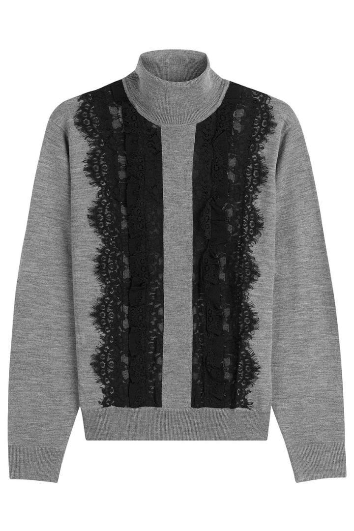 Paule Ka Paule Ka Wool Turtleneck Pullover With Lace