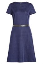 Hugo Hugo Textured Dress With Leather Belt - Blue