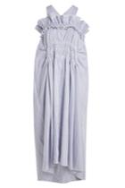 Carven Carven Striped Cotton Ruched Dress