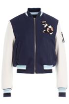Msgm Msgm Wool Bomber Jacket With Sequin Motif - Blue