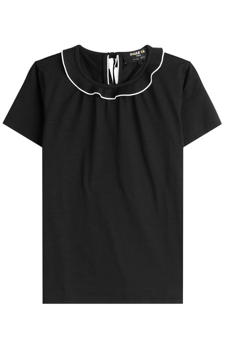 Paule Ka Paule Ka Cotton Jersey Top With Ruffled Collar