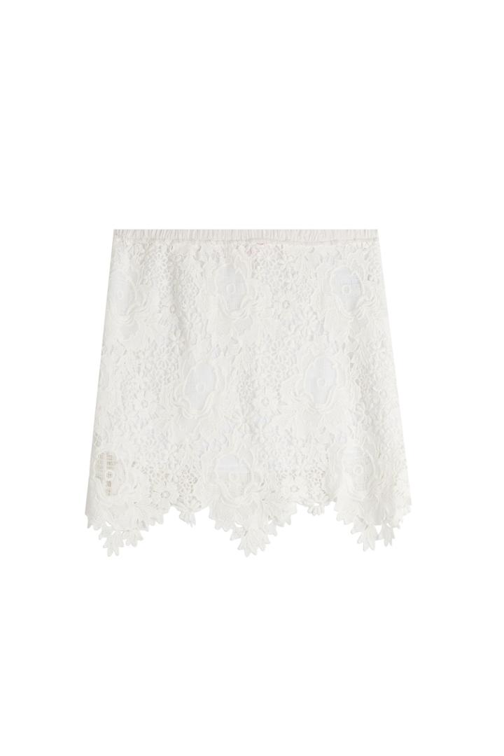 See By Chloé See By Chloé Cotton Lace Crochet Mini Skirt - White