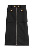 Alexander Mcqueen Alexander Mcqueen Zipped Virgin Wool Skirt With Silk - Black