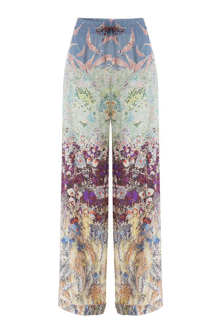 Valentino Valentino Printed Silk Wide Leg Pants