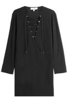 Iro Iro Virgin Wool Dress With Lace-up Front - Black