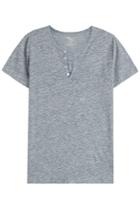 Majestic Majestic Linen-silk T-shirt With Buttons - Grey