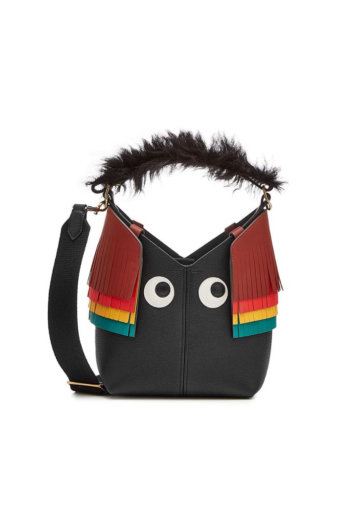 Anya Hindmarch Anya Hindmarch Mini Build A Bag Creature Leather Tote With Lamb Fur