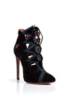 Alaia Alaia Suede Lace-up Cutout Ankle Boots In Black/blue