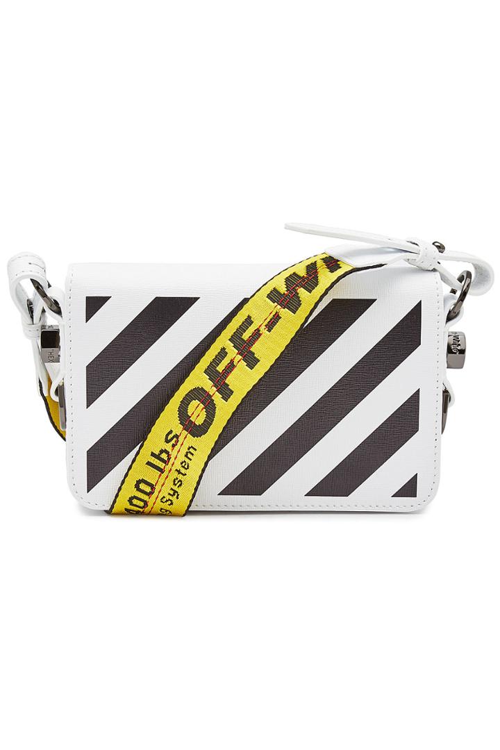 Off-white Off-white Diag Mini Flap Printed Leather Shoulder Bag