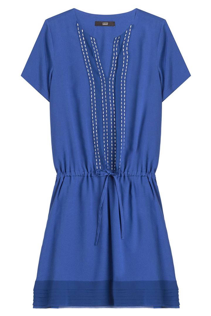 Steffen Schraut Steffen Schraut Drawstring Dress With Decorative Stitching - Blue