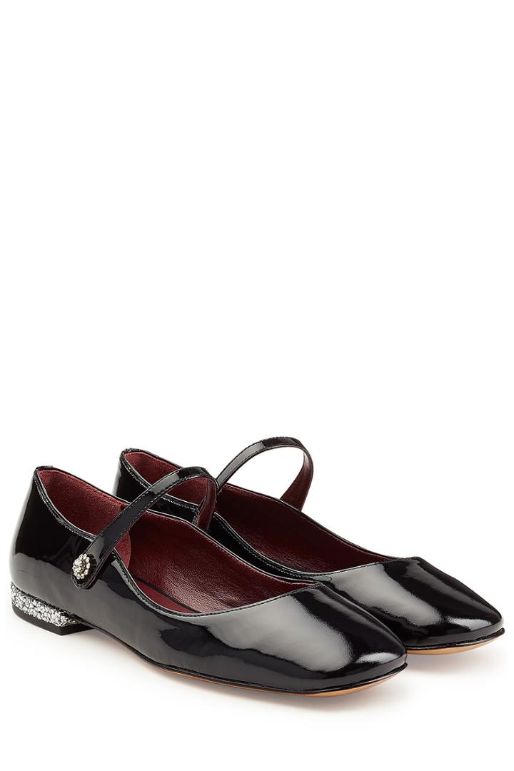 Marc By Marc Jacobs Marc By Marc Jacobs Patent Leather Mary-janes With Embellished Heels - Black