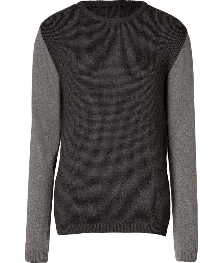 Oliver Spencer Waffle Knit Crewneck Pullover In Charcoal Grey