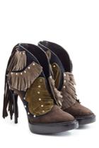 Burberry Prorsum Burberry Prorsum Suede Platform Ankle Boots With Fringing - Multicolor
