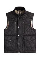 Burberry London Burberry London Quilted Vest With Check Lining - Black