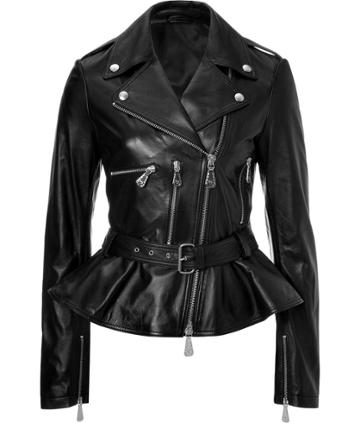 Mcq Alexander Mcqueen Leather Biker Jacket With Peplum