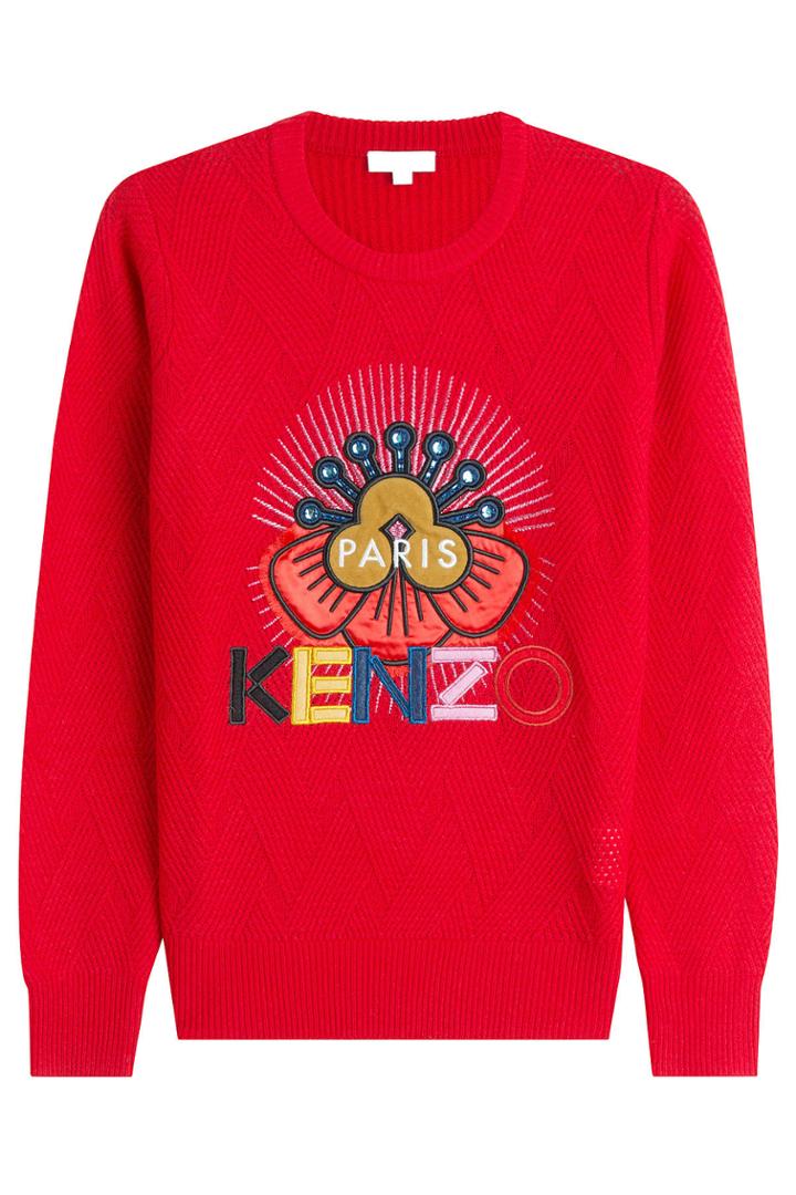 Kenzo Kenzo Embroidered Wool Pullover - Red