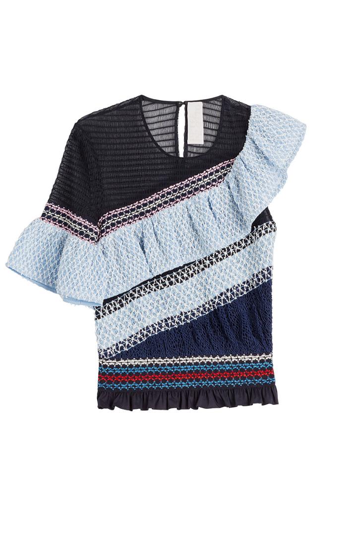 Peter Pilotto Peter Pilotto Cotton Blend Top With Ruffle - Blue