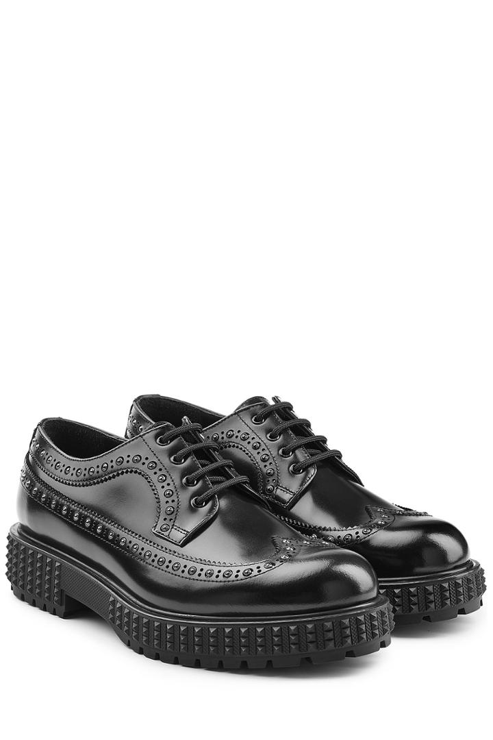 Valentino Valentino Embellished Leather Lace-ups - Black