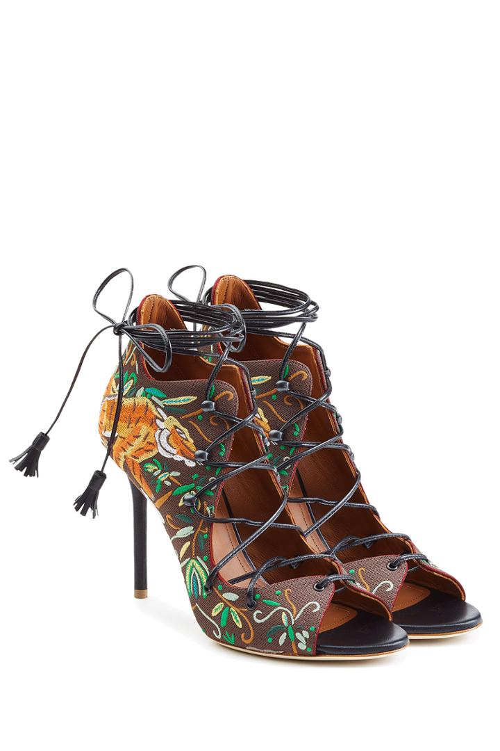 Malone Souliers Malone Souliers Embroidered Satin Stiletto Sandals - Multicolor