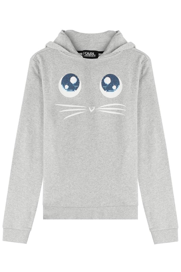 Karl Lagerfeld Karl Lagerfeld Choupette Big Eyes Printed Hoody - Grey