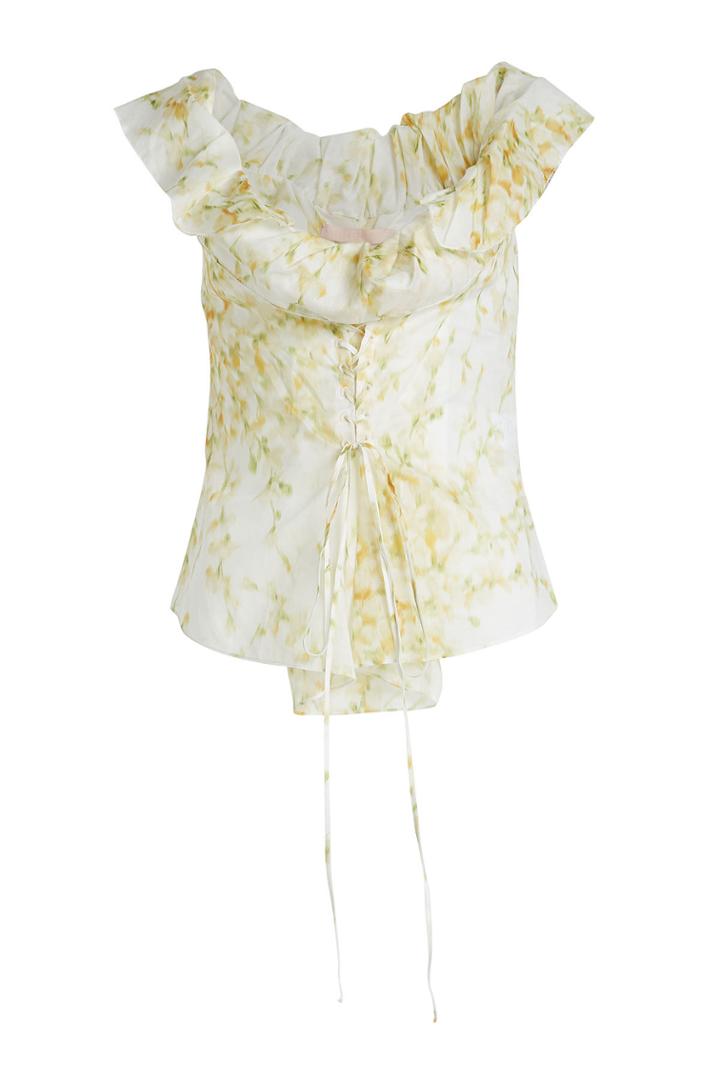 Brock Collection Brock Collection Tyler Floral Cotton Top With Lace-up Front