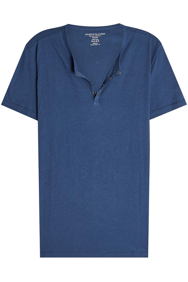 Majestic Majestic Cotton T-shirt With Buttons