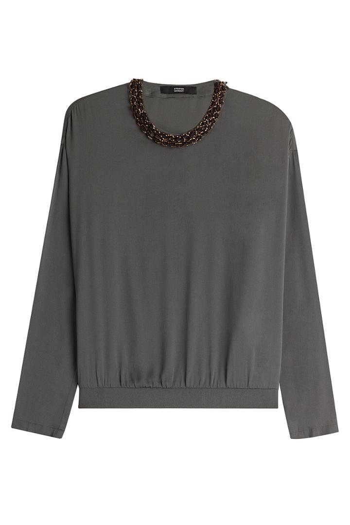 Steffen Schraut Steffen Schraut Santa Fe Silk Blouse With Embellishment - Grey