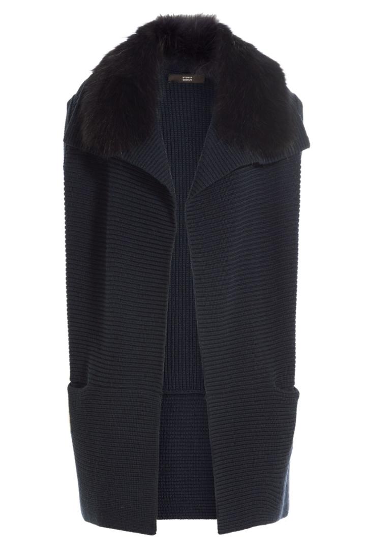 Steffen Schraut Steffen Schraut Merino Wool Cape With Fur Trim - Blue