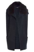 Steffen Schraut Steffen Schraut Merino Wool Cape With Fur Trim - Blue