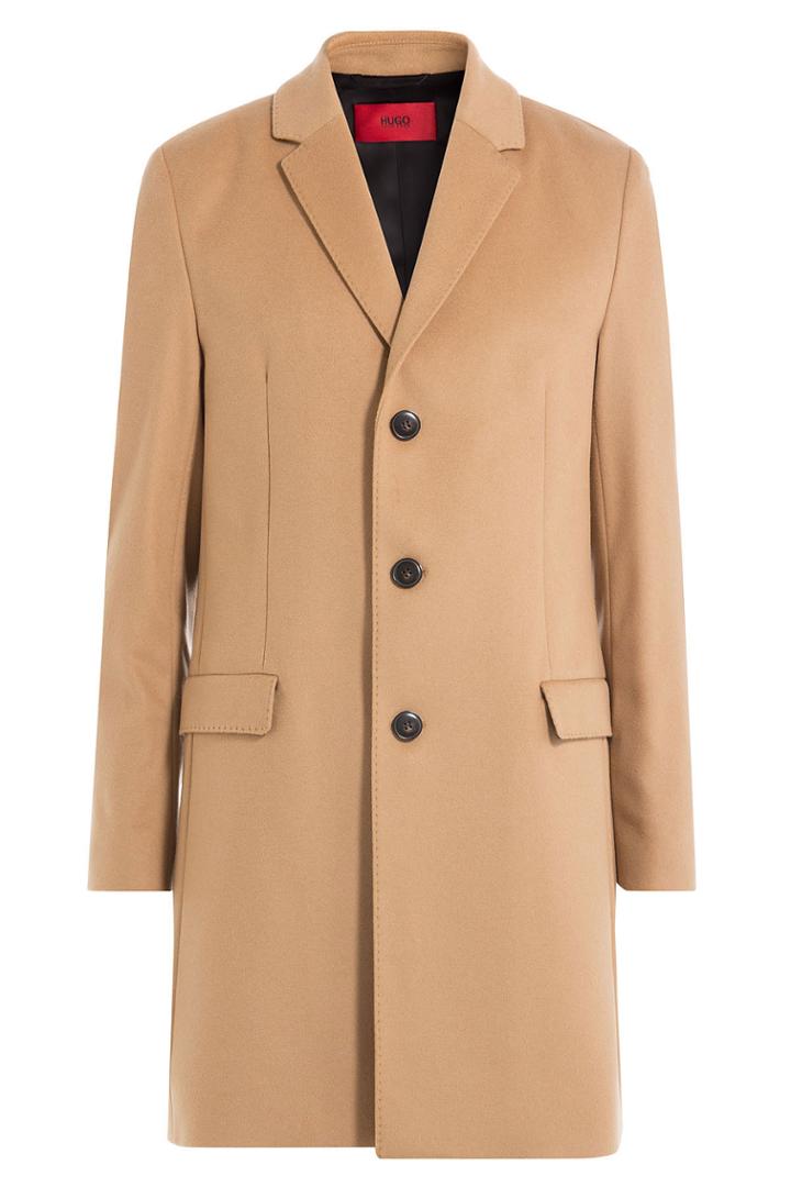 Hugo Hugo Virgin Wool Coat With Cashmere - Brown