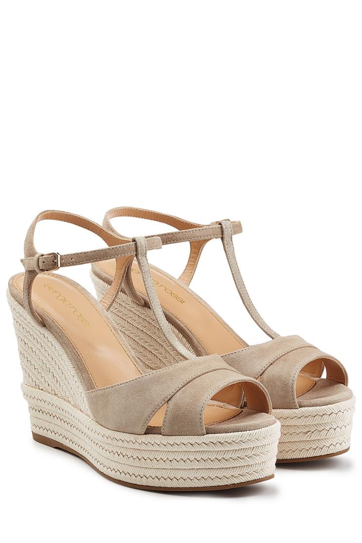 Sergio Rossi Sergio Rossi Suede T-strap Sandals - Beige