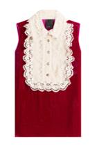 Anna Sui Anna Sui Velvet Sleeveless Top With Lace
