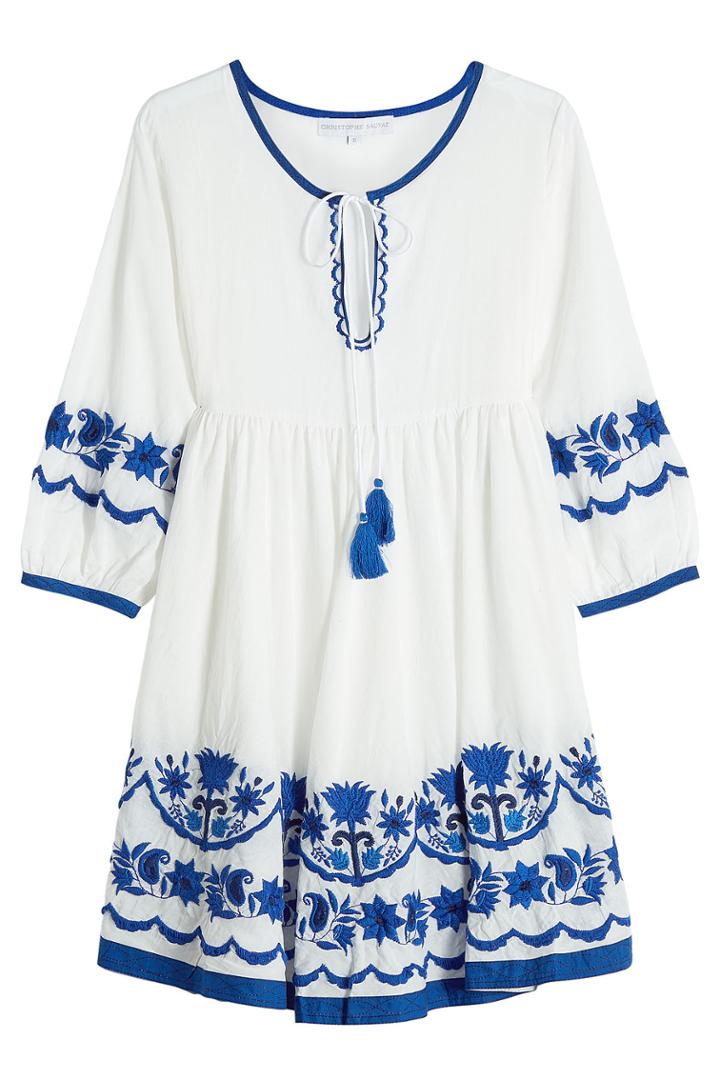 Christophe Sauvat Christophe Sauvat Embroidered Cotton Mini Dress