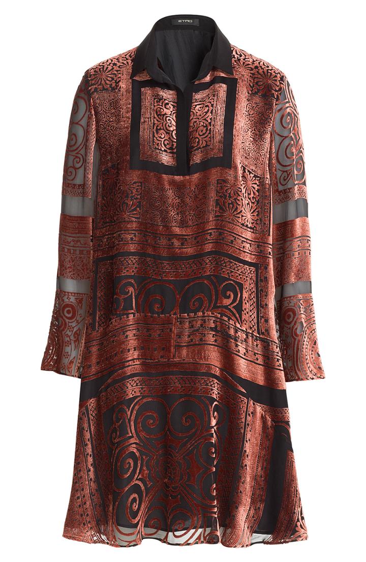 Etro Velvet Burnout Silk Dress