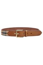 Burberry Shoes & Accessories Burberry Shoes & Accessories Leather Belt With Checked Fabric - Multicolor