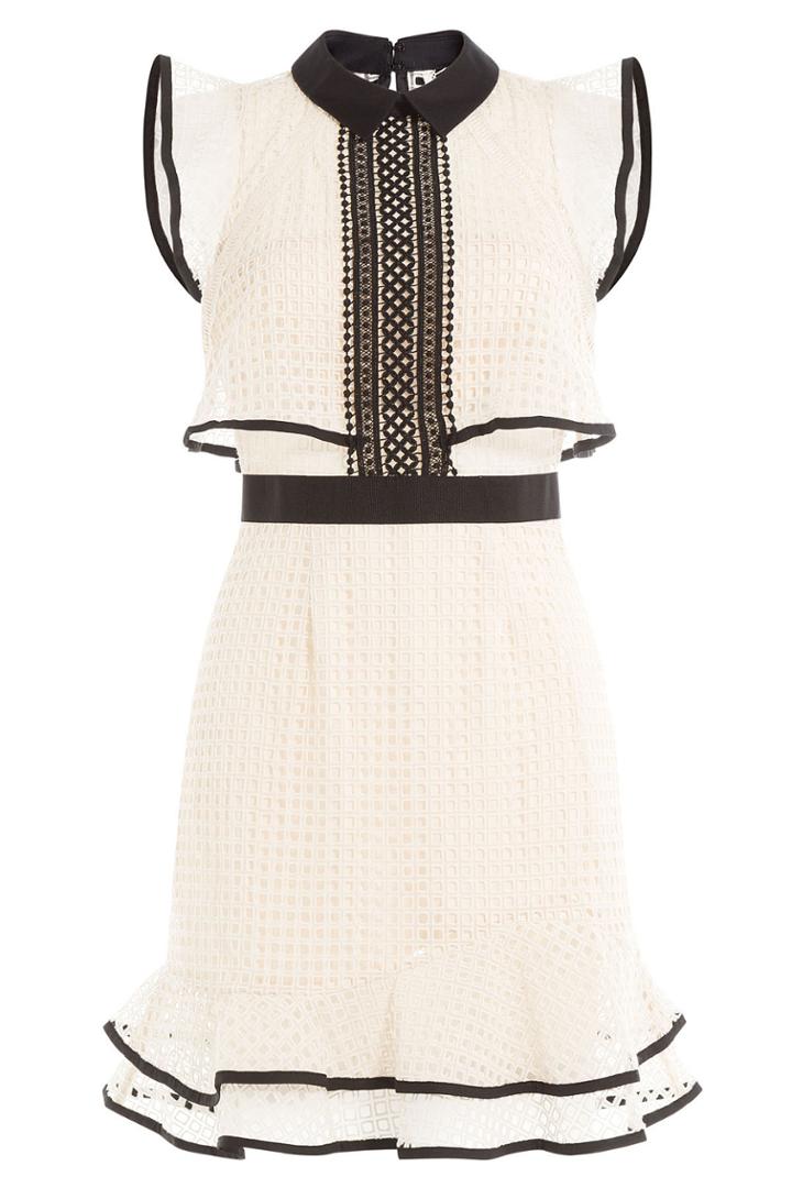 Self-portrait Self-portrait Contrast Flounced Mini Dress - Black